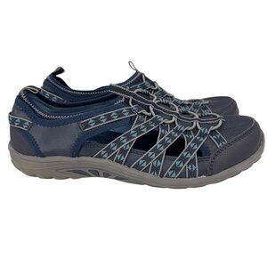 Skechers Reggae Fest Dory Fisherman Sandals Size 8 Blue Stretch Memory Foam
